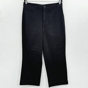 Quince Wide Leg Crop Jeans 31 Black Patch Pockets 25" Inseam Stretch High Rise